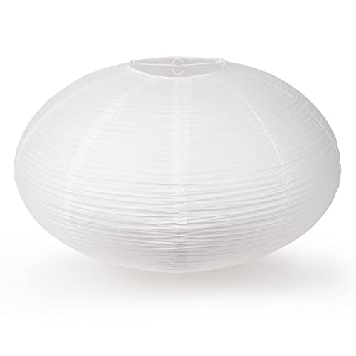 White Oval Paper Lanterns 22' - 2 Pack - Chinese Japanese Paper Lamp Shades - Hanging Paper Lantern - China Ball