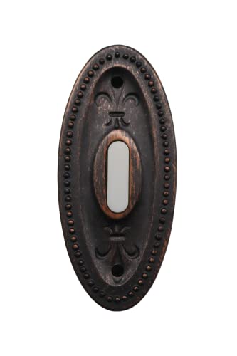 HOMEnhancements Rubbed Bronze Traditional Oval Doorbell, Wired Doorbell Button, Decorative Doorbells for home