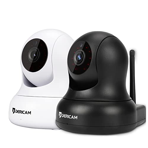 Dericam Home Camera, Pet Camera 1080P@30fps Full HD Real-time Home Security with an Additional 5db Powerful Antenna, Pan/Tilt Control, 4X Digital Zoom, Night Vision, 1080-P2, White+Black