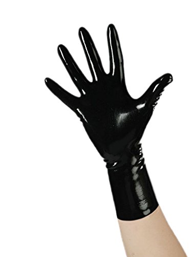 EXLATEX Rubber Secrets Short Latex Mixed Toes Wrist Gloves Fetish Costume Accessory (Medium, Black)