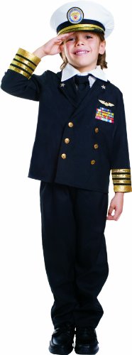 Dress Up America Navy Admiral Costume for Kids - Ship Captain Uniform in Black for Boys