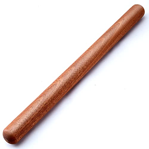 Aisoso French Rolling Pin, 17.7 Inches Wood Rolling Pin for Baking Extra Long Thickened, Classic Wooden Dough Roller for Fondant Pizza Pie Crust Cookie Pastry, Essential Kitchen Utensil, Brown