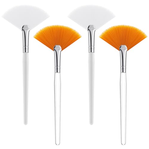 4 Pcs Facial Brushes Fan Mask Brushes, Soft Facial Applicator Tools for Peel Glycolic Makeup