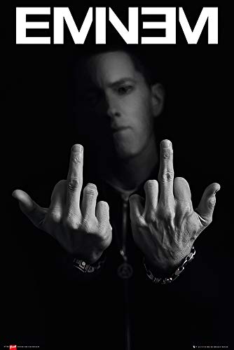 POSTER STOP ONLINE Eminem - Music/Personality Poster (Fingers/Flipping The Bird) (Size 24' x 36')