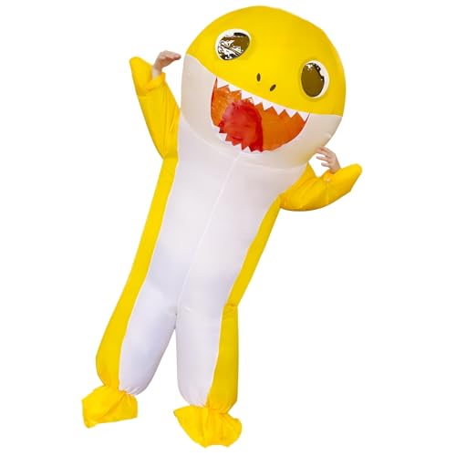 MXoSUM Inflatable Shark Costume Adult Halloween Costume Full Body Shark Air Blow-up Party Costume Cosplay Jumpsuit