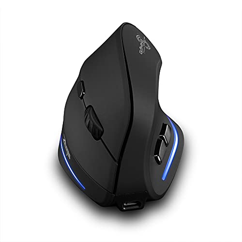 zelotes Rechargeable Wireless Mouse for Laptop,2400 DPI Vertical Ergonomic Mouse,USB Optical Mouse, Wireless Computer Mouse,Portable Mice for PC,Mac