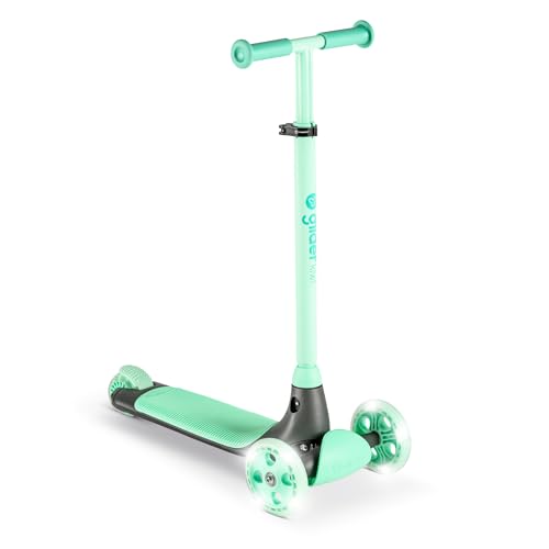 Yvolution Y Glider Kiwi | Three Wheel Kick Scooter for Kids with LED Wheels for Children Age 3+ Years Old(Green)