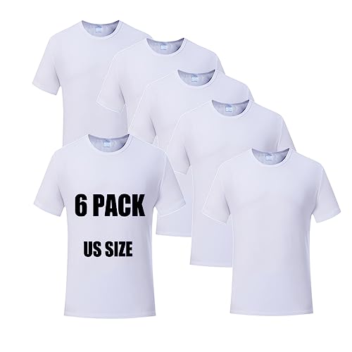 YTYIJIE 6 Pack Polyester Adult Tshirts for Sublimation White Blank Crew Neck Men Short Sleeve T-Shirt (as1, Alpha, l, Regular, Regular)