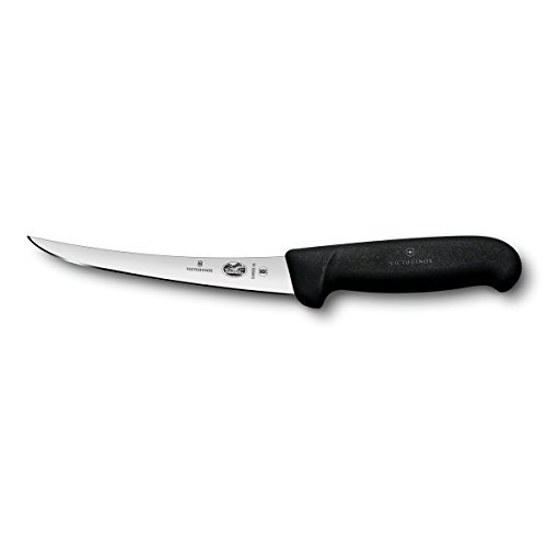 Victorinox Victorinox swiss army cutlery fibrox pro curved boning knife semistiff blade, 5.5 Pound, Black, 6' Boning, Silver/Black