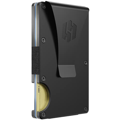 Hayvenhurst Reinvented Design Men's Wallet - Slim, Minimalistic & Seamless, Blocks RFID Scanners, Holds 12 Cards & Has a Money Clip (Obsidian)