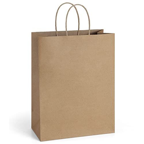 BagDream Gift Bags 10x5x13 50Pcs Brown Kraft Paper Bags Paper Gift Bags with Handles, Merchandise Bags, Retail Bags, Party Favor Bags, Shopping Bags Bulk 100% Recycled Paper Bags Sacks