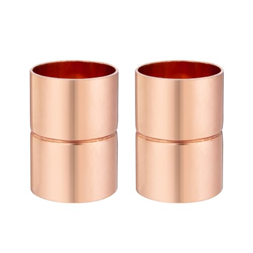 ZOWZEA Straight Coupling Copper Fittings 1 Inch Copper Pipe Welding Joint Connector Adapter For HVAC Air Conditioning 2 Pack