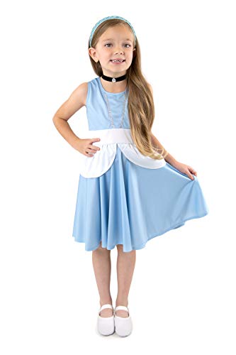 Little Adventures Cinderella Princess Twirl Dress (8) - Machine Washable Child Pretend Play and Party Dress with No Glitter Blue