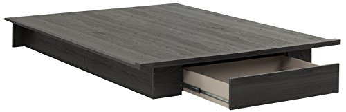 South Shore 54'/60'' Holland Platform Bed with drawer, Full/Queen, Gray Oak