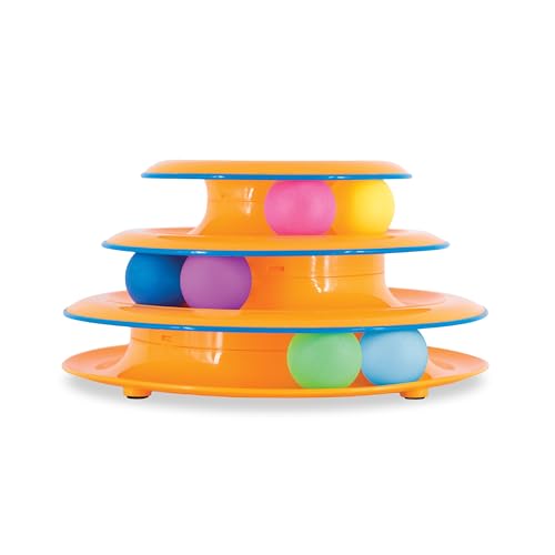 Catstages Tower of Tracks Interactive 3-Tier Cat Track Toy with Spinning Balls, Orange