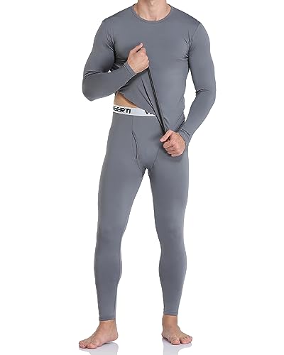 WEERTI Thermal Underwear for Men Long Johns Mens with Fleece Lined, Base Layer Men Cold Weather Top Bottom (Grey XL)