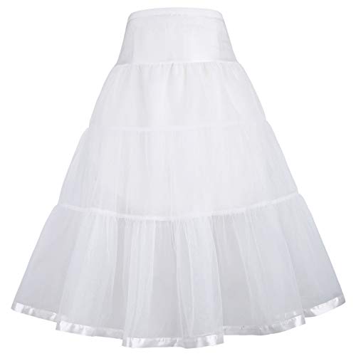 GRACE KARIN Rockabilly Tutu Petticoat Crinoline Underskirt for Little Girls 6-7Years CL036-2 White