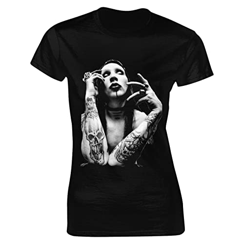 ISHAANAV Marilyn Music and Manson Womens T Shirt Women's Casual Graphic T Shirt Round Neck Short Sleeve Gift Black Large
