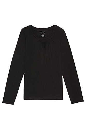 French Toast Girls' Long Sleeve Crewneck Tee Shirt, Black, L (10/12),Big Girls