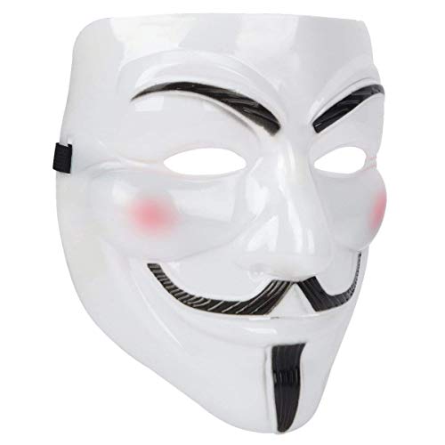 Miuion Guy Fawkes Mask -V for Vendetta， Anonymous Hacker Cosplay Party Mask （White）