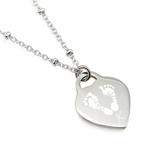 New Born Gift For Mother Actual Footprint Necklace Custom Handprint Jewelry Baby Feet Necklace High Polished Stainless Steel Necklace