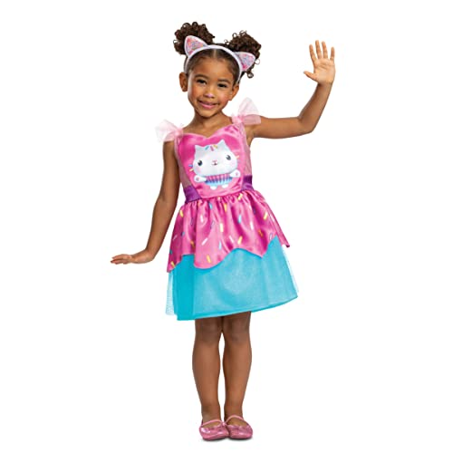 Cakey Cat Costume for Kids, Official Gabby's Dollhouse Costume and Cat Ears Headband, Toddler Size Large (4-6x)