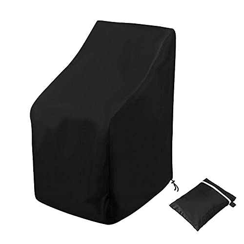 Stacking Outdoor Chair Cover Waterproof, Uranshin Outdoor Patio Furniture Covers Stacked Chairs 210D, Lounge Chair Covers Outdoor Stack Chairs for All Weather Protection, Black, 25'L x 25'W x 47”H