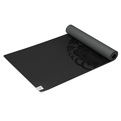 Gaiam Exercise & Fitness Mat - Premium Dry-Grip Thick Non Slip for Hot Yoga, Pilates & Floor Workouts (68'L x 24'W x 5mm) - Black