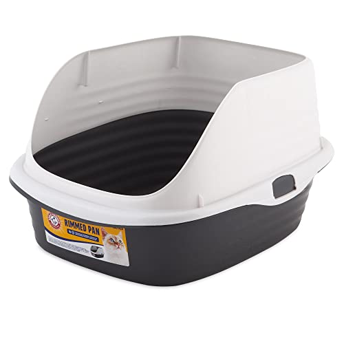 Petmate Arm & Hammer Rimmed Cat Litter Box with High Sides and Microban, Made in USA