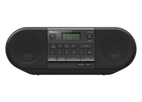 Panasonic RX-D550 Boombox - High Power Portable Stereo AM/FM Radio, Bluetooth, CD, with USB 110-240 Volt (Black)