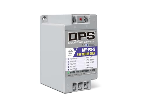 Capacity(DPS) 5HP 15A 220V, Single-Phase to 3-Phase Converter, 220V MY-PS-5 Must Be Only Used for 3HP(2.2kW) 9A 220V 3-Phase Motor, One DPS Must Be Used for One Motor Only, UL Listed