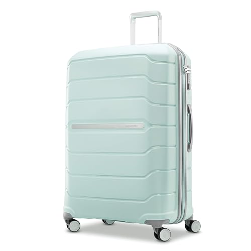 Samsonite Freeform Hardside Expandable with Double Spinner Wheels, Checked-Large 28-Inch, Mint Green