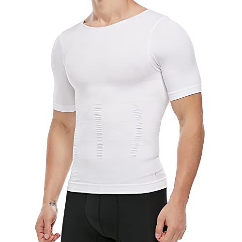 Men's Slimming Body Shaper Vest Undershirt Abs Abdomen Slim Tank Top White