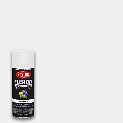 Krylon K02753007 Fusion All-In-One Spray Paint for Indoor/Outdoor Use, Satin White, 12 Ounce (Pack of 1)