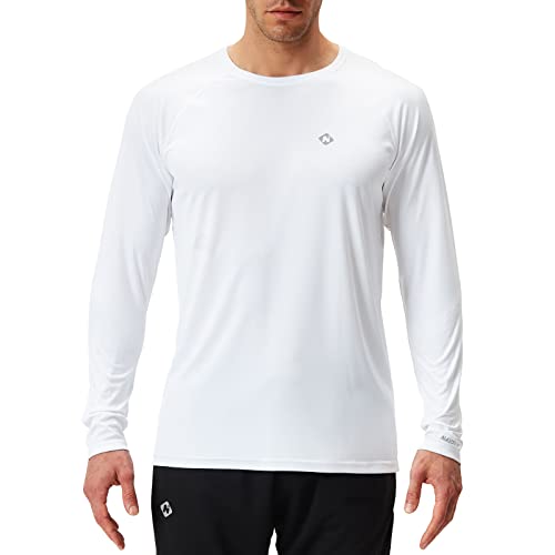 NAVISKIN Men's Sun Protection UPF 50+ UV Outdoor Long Sleeve Shirts White Size L
