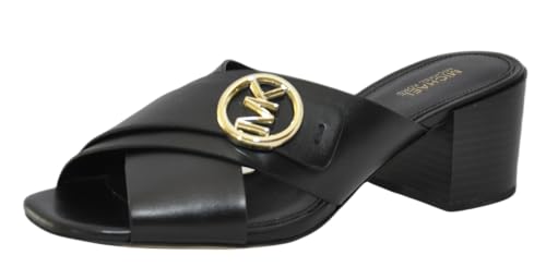 Michael Kors Carmen Logo Faux Leather Mule Slide Sandal (Black, US Footwear Size System, Adult, Women, Numeric, Medium, 8)