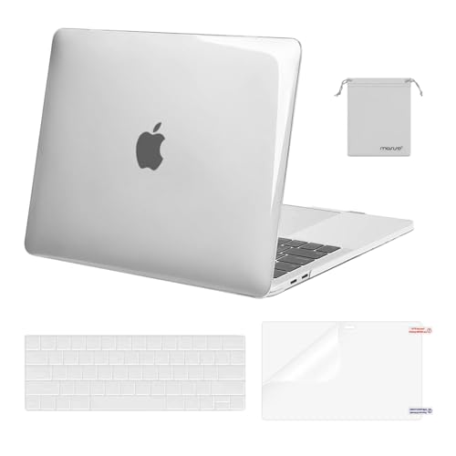 MOSISO Compatible with MacBook Pro 13 inch Case M2 2024, 2023, 2022-2016 A2338 M1 A2251 A2289 A2159 A1989 A1708 A1706, Plastic Hard Shell&Keyboard Cover&Screen Protector&Storage Bag, Crystal Clear