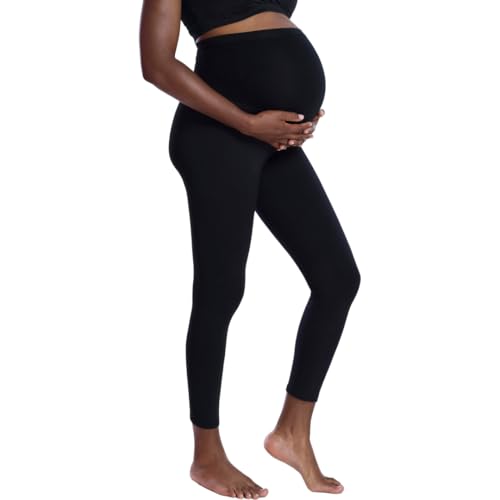 Motherhood Maternity Women's Essential Stretch Full Length Secret Fit Over The Belly Pregnancy Legging, Black, Medium