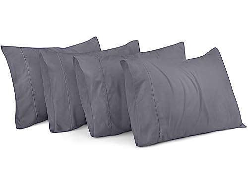 Utopia Bedding King Pillow Cases - 4 Pack - Envelope Closure - Soft Brushed Microfiber Fabric - Shrinkage and Fade Resistant Pillow Cases 20 X 40 (King, Grey)