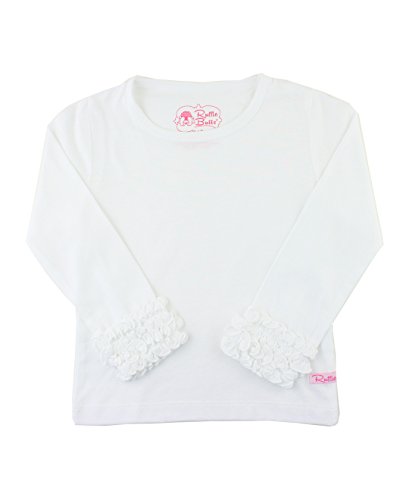 RuffleButts Ruffled Long Sleeve Layering Tee - White - 2T