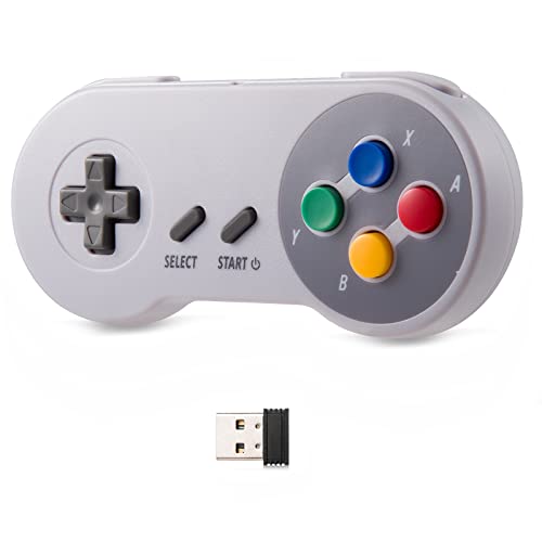 KIWITATA Retro Wireless SNES USB Controller, Rechargeable Battery, 2.4G Classic SNES USB PC Game Pad Emulator Controller for Windows PC MAC,Raspberry PI