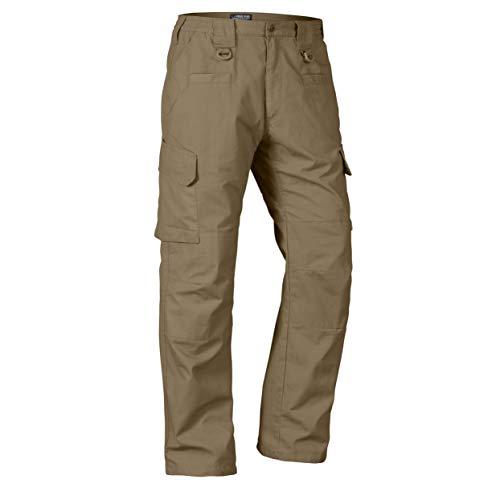 LA Police Gear Men's Basic Operator Pant, Elastic Waistband Uniform Cargo Pant with Blousing Strings, Durable EDC Tac Pants - Coyote - 32 x 36