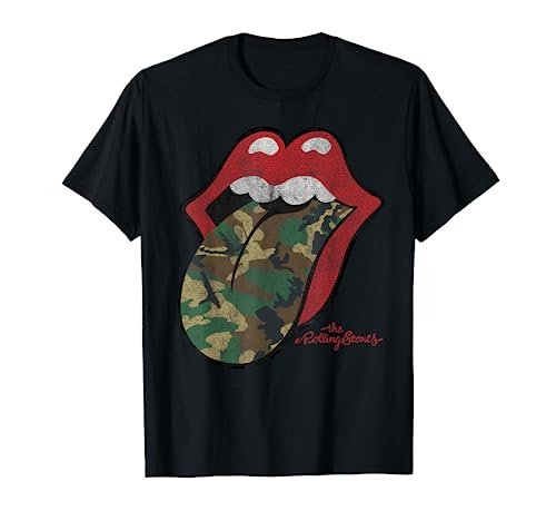 Official Rolling Stones Distressed Camo Tongue T-Shirt