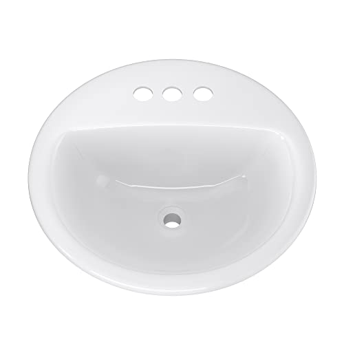 PROFLO PF194RWH PROFLO PF194R Rockaway 19' Circular Vitreous China Drop In Bathroom Sink with Overflow and 3 Faucet Holes at 4' Centers