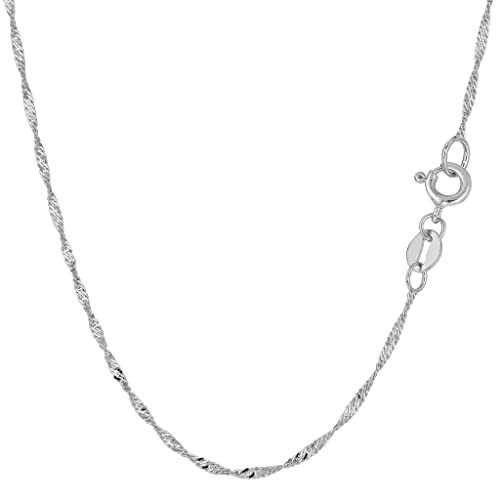 The Diamond Deal 14K Yellow or White Gold 1.5mm Shiny Diamond-Cut Classic Singapore Chain Necklace for Pendants and Charms with Spring-Ring Clasp (16' And white-gold)