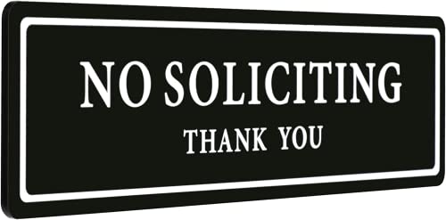 No Soliciting Sign for House — Keep Solicitors Away, with Strong Adhesive Tape for Any Surface, 8.2 × 2.4 Inch, Stylish & Prominent Design, Perfect for Home Office Front Doors, Walls, Windows