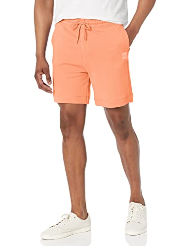 BOSS Men's Tonal Logo Soft French Terry Shorts, Papaya Orange, XL