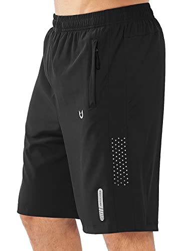 NORTHYARD Men's Athletic Hiking Shorts Quick Dry Workout Shorts 7'/ 9'/ 5' Lightweight Sports Gym Running Shorts Basketball Exercise Black-9inch L