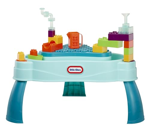 Little Tikes Build & Splash Water Table with 25 Piece Accessories - Wet/Dry Play, Indoor/Outdoor with Removeable Grow-with-Me Legs