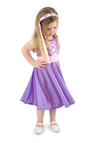Little Adventures Rapunzel Princess Twirl Dress (Medium Size 6) - Machine Washable Child Pretend Play and Party Dress with No Glitter